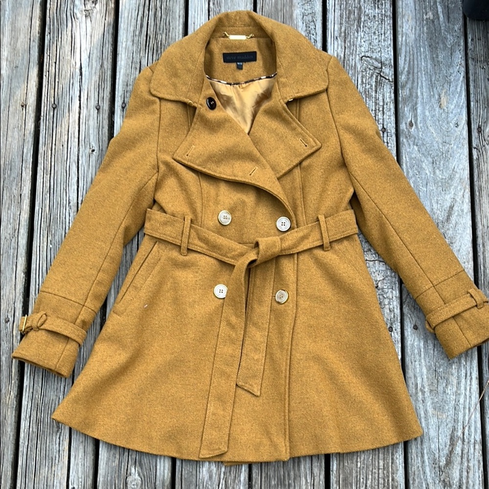Women's Mustard Gold Double-Breasted Coat